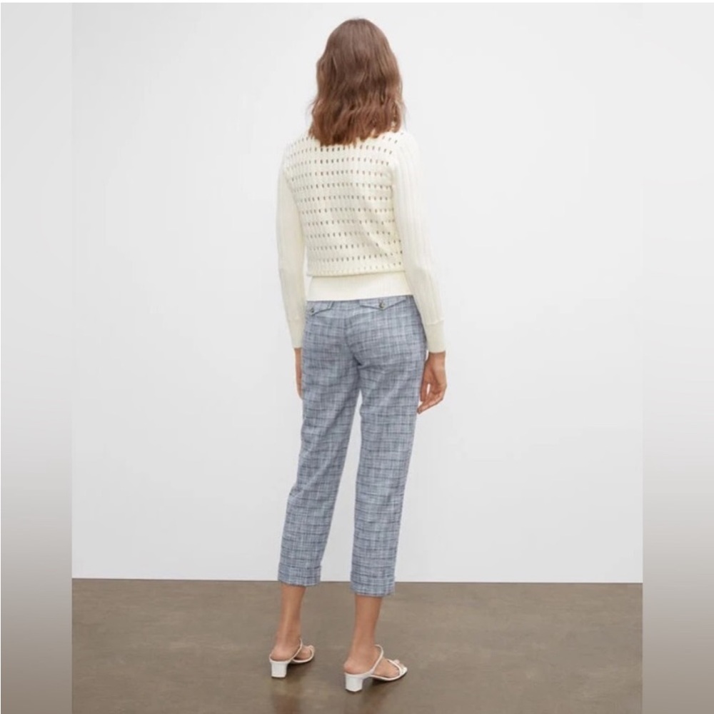 Club Monaco Textured Slim Trousers - Blue Tweed - size 8